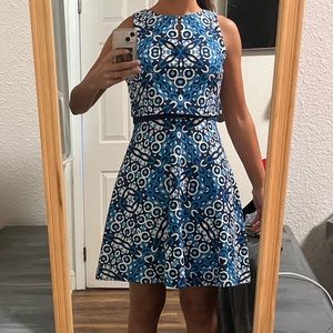 Blue and white patterned dress - Size 2